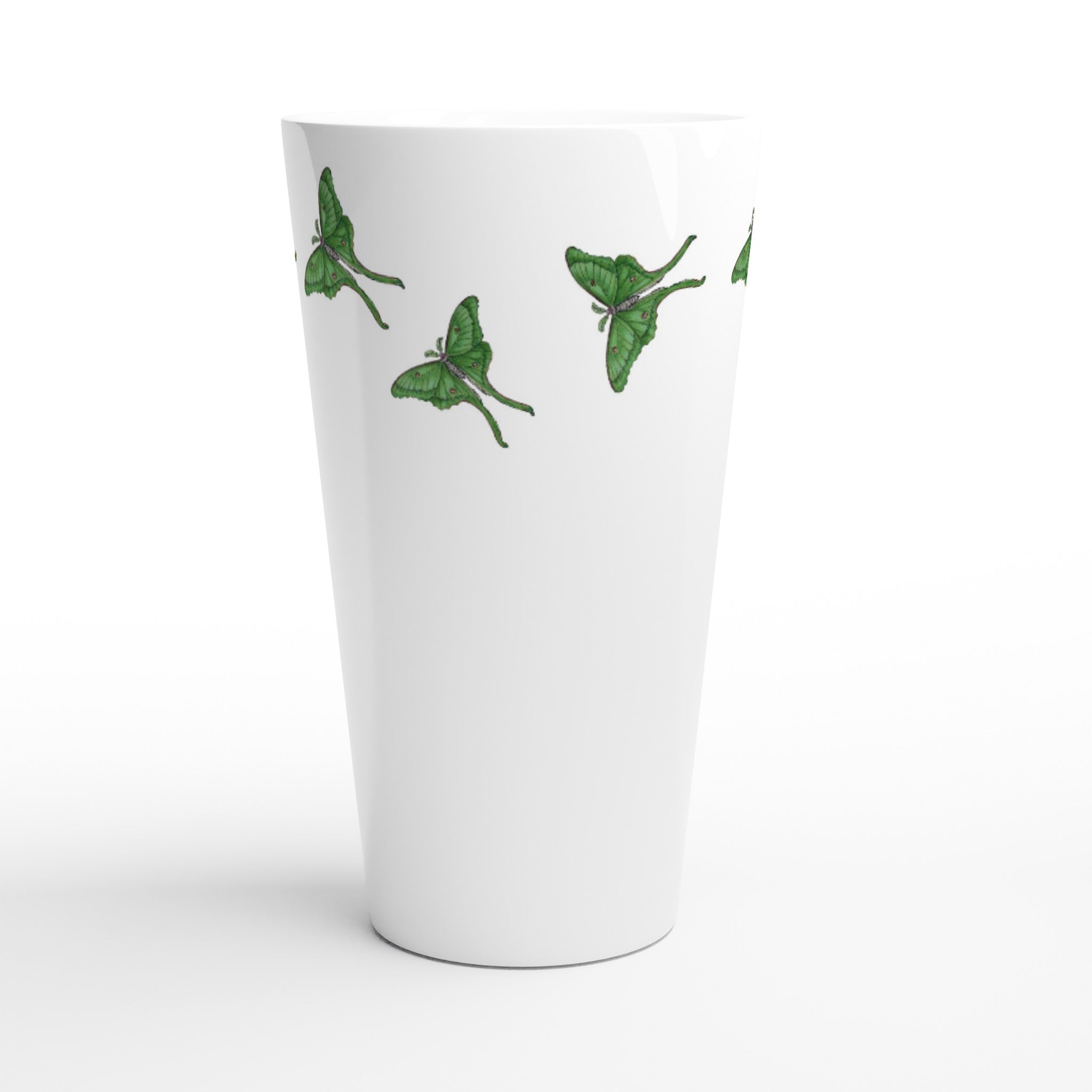 17oz ceramic latte mug luna moth pattern 