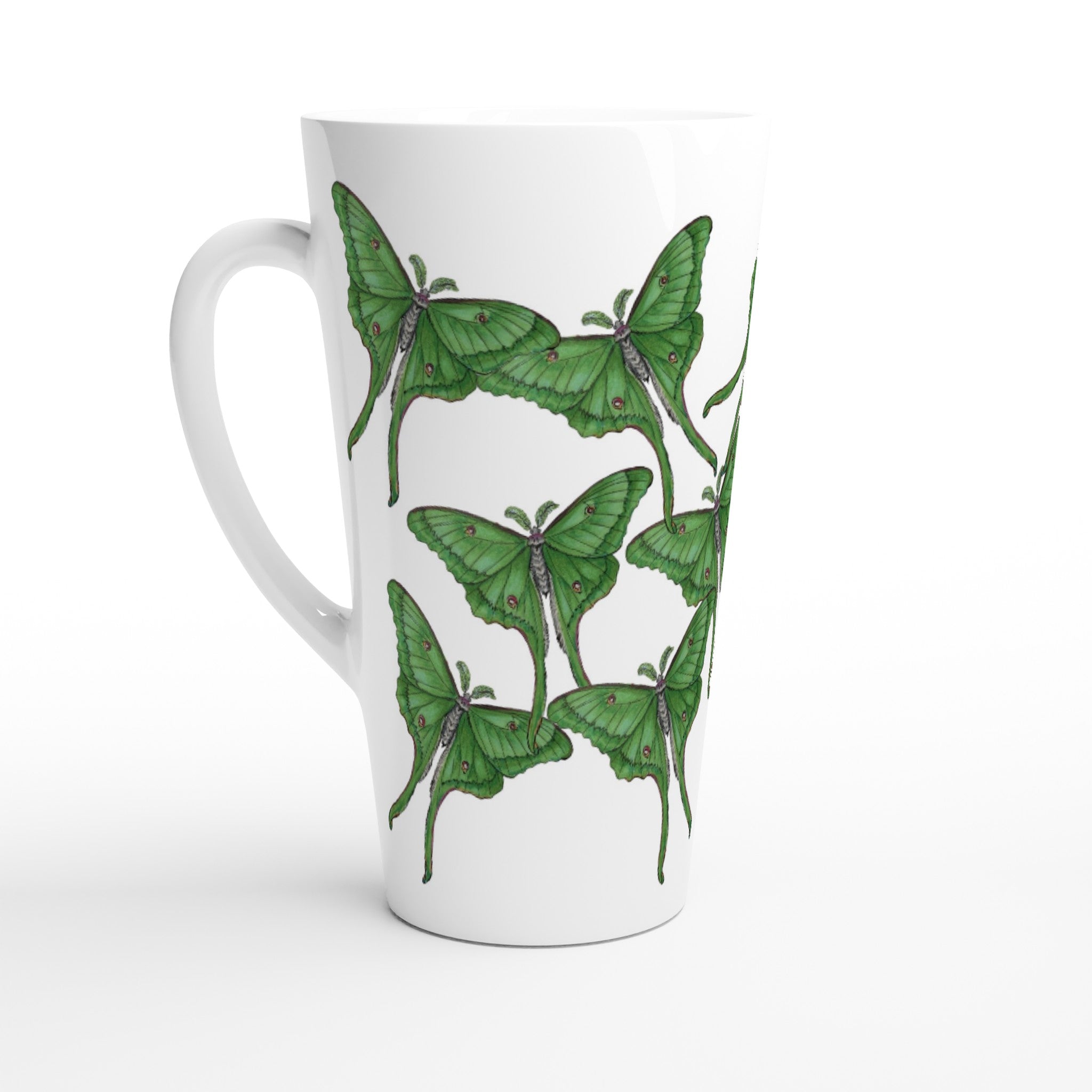 17oz ceramic latte mug luna moth pattern 