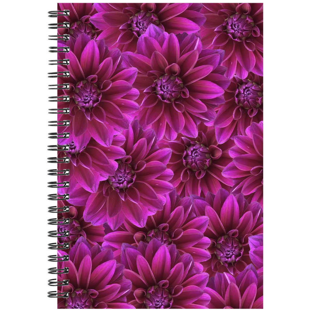 Spiral bound notebook ruled or grid purple dahlia pattern