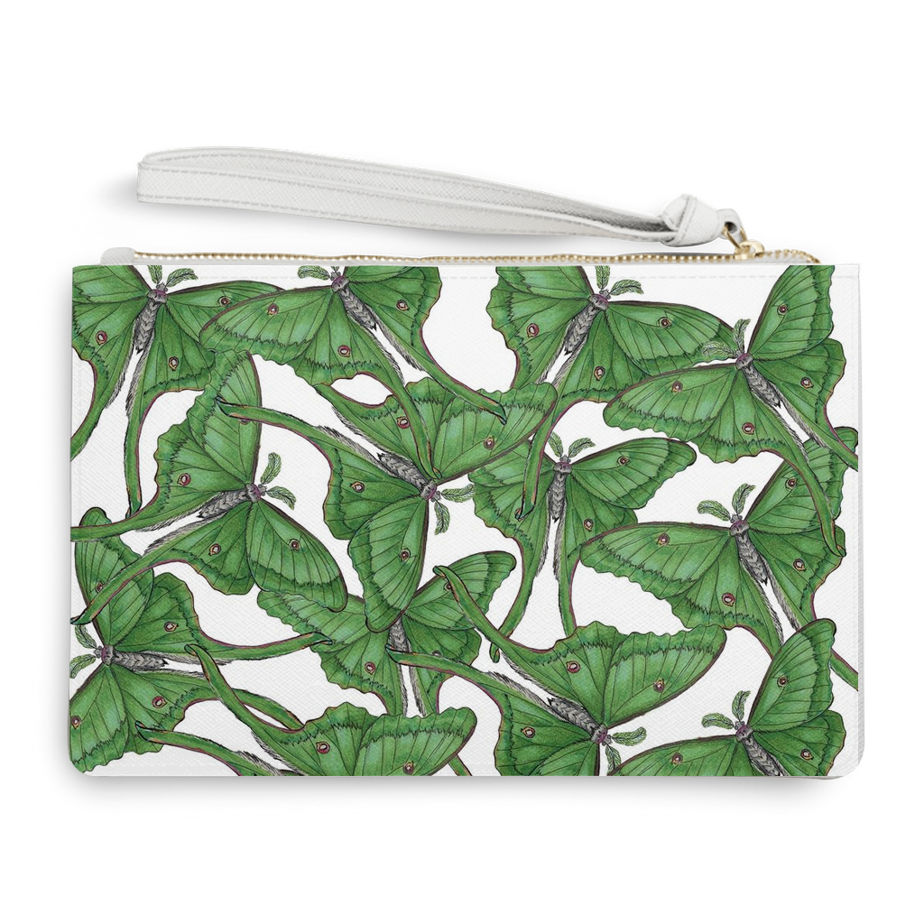 Faux leather clutch (9.45x6.3 inches) Luna moth pattern