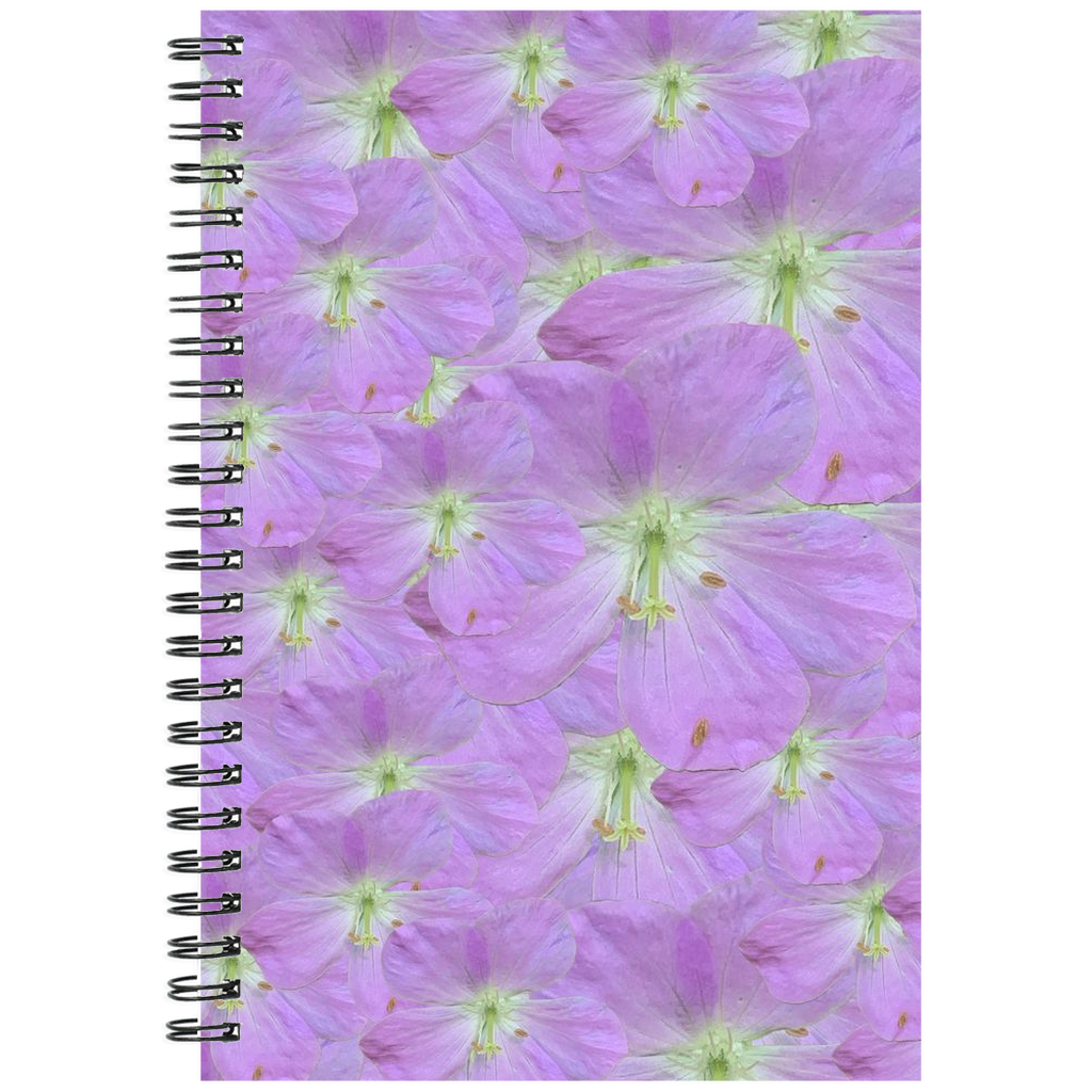 Spiral bound notebook ruled or blank wild geranium pattern