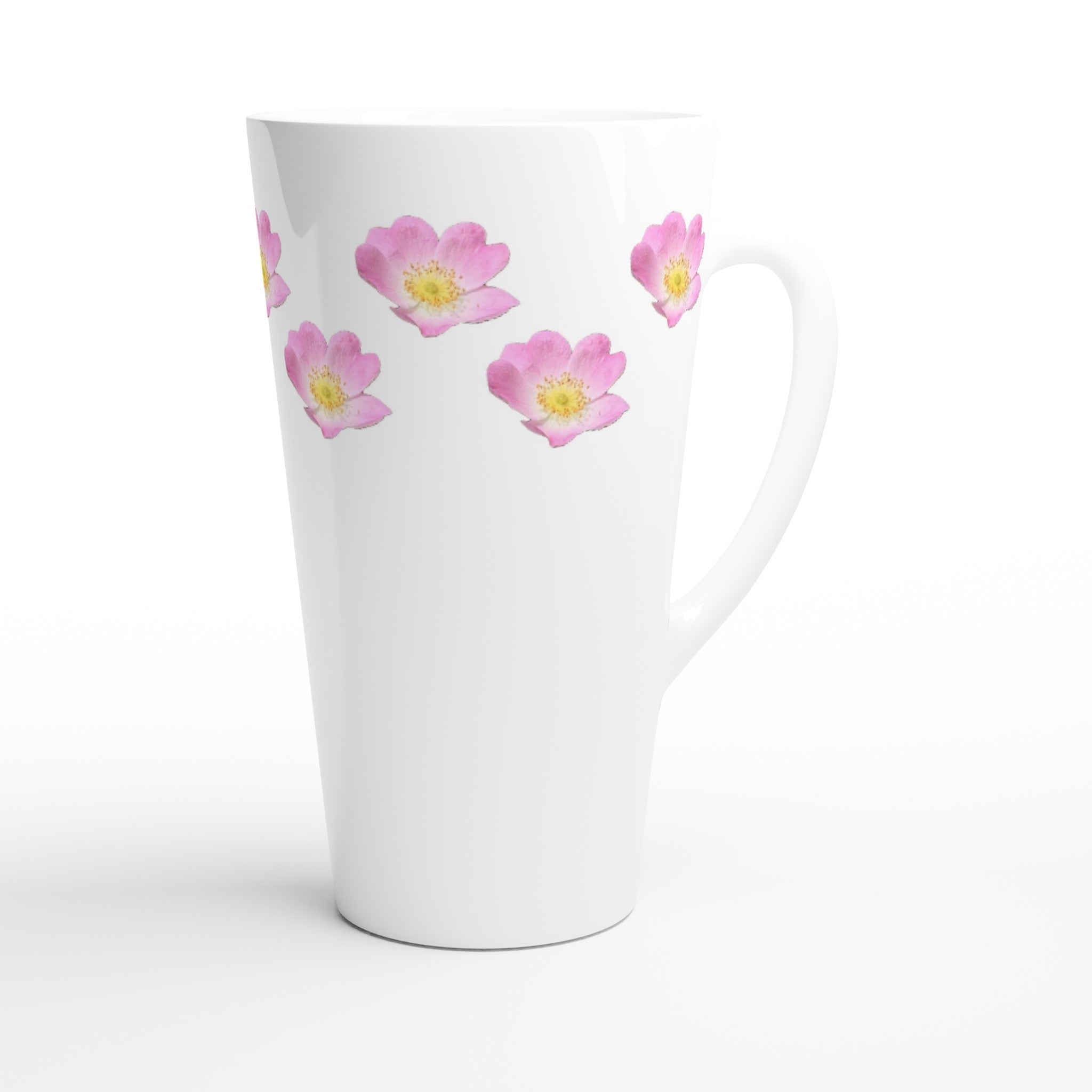 17oz ceramic latte mug wild rose floral pattern 