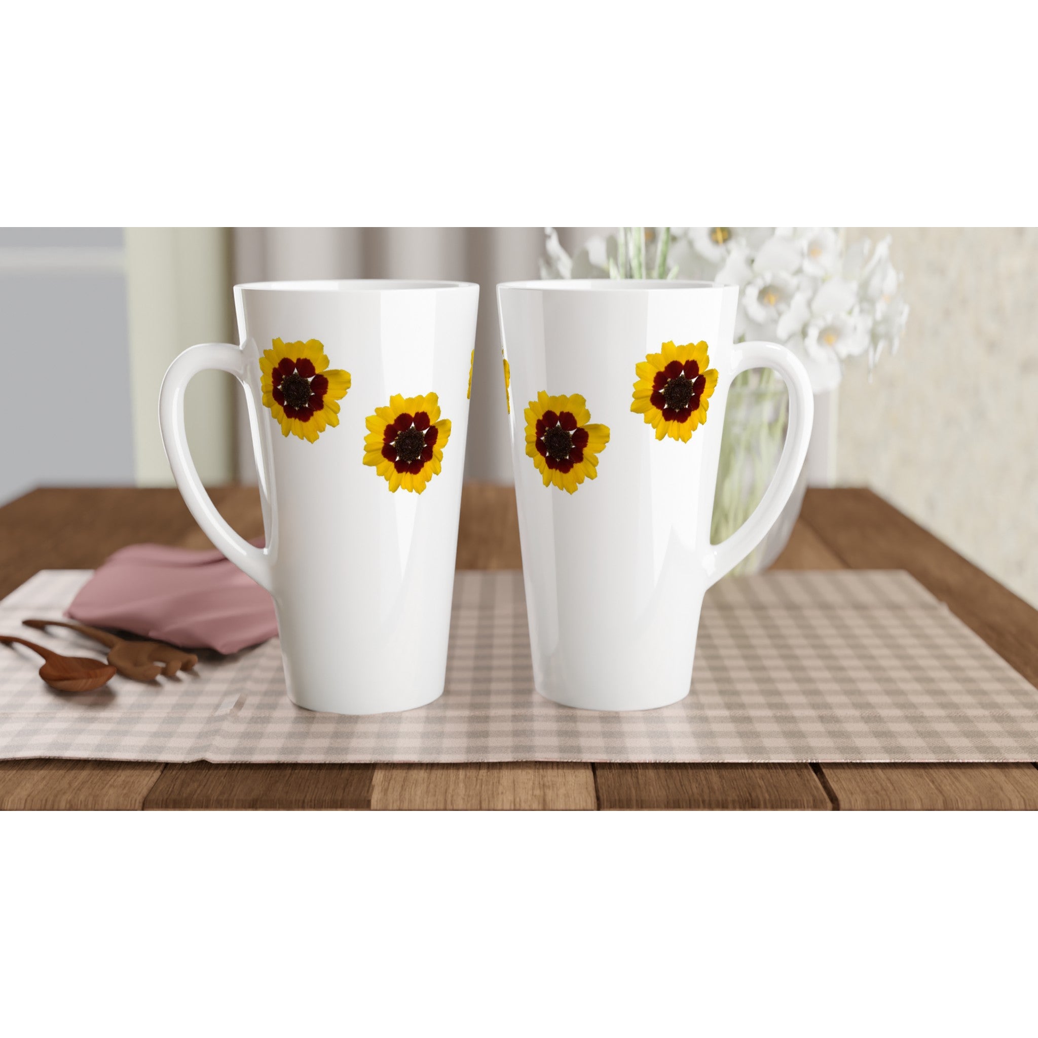 17oz ceramic latte mug golden tickseed floral pattern 