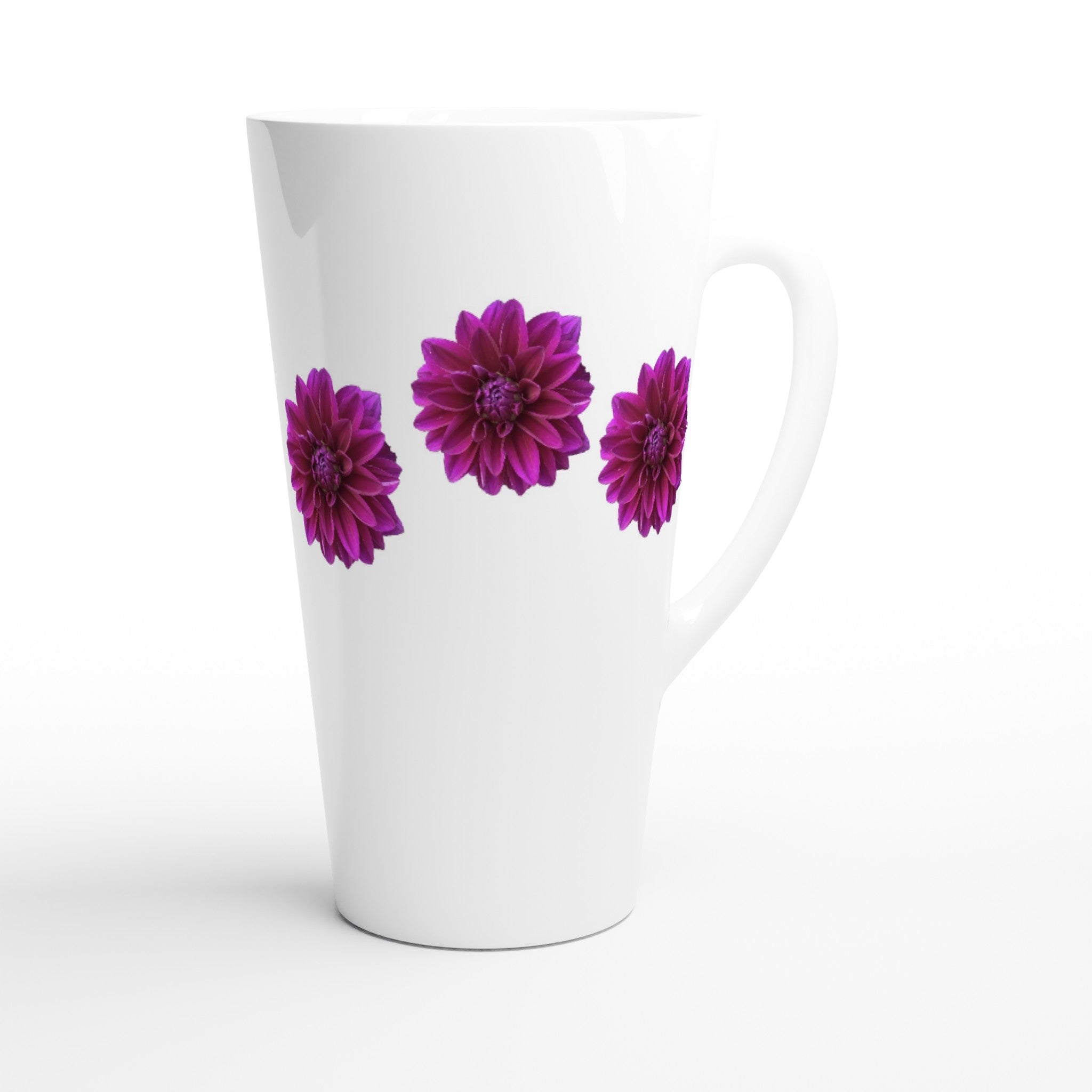 17oz ceramic latte mug purple dahlia floral pattern 