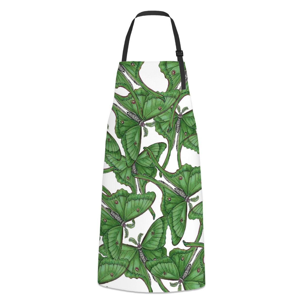 Apron with two pockets luna moth pattern