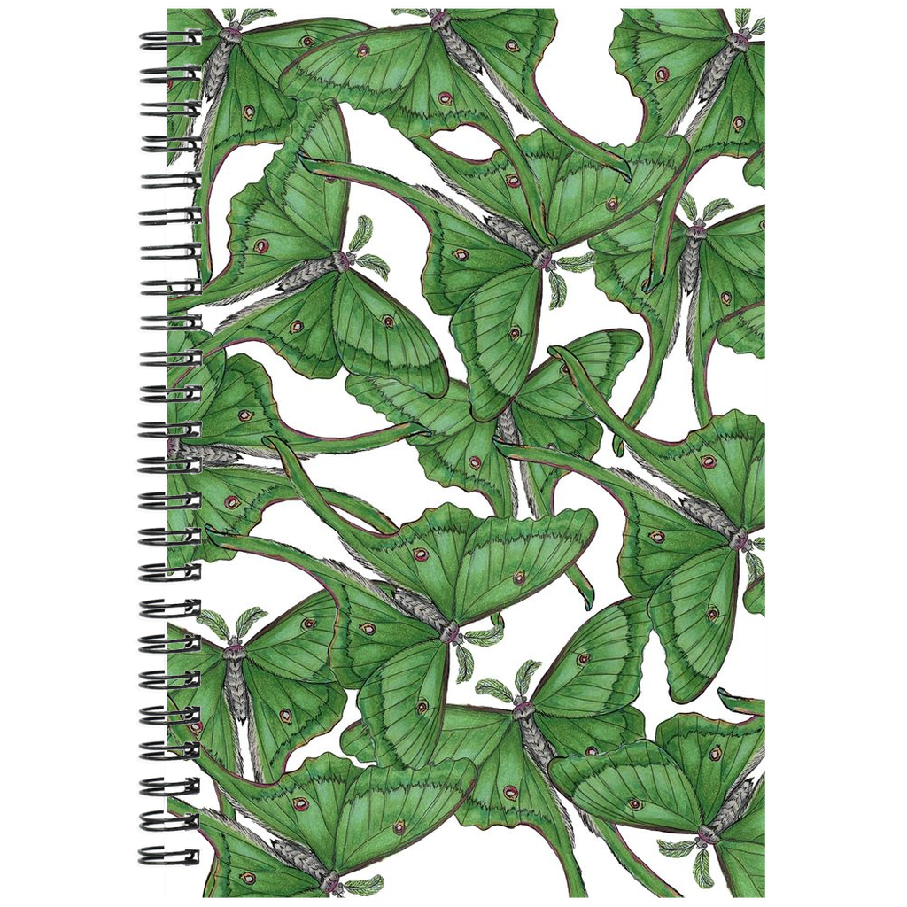 Spiral bound notebook ruled or grid luna moth pattern