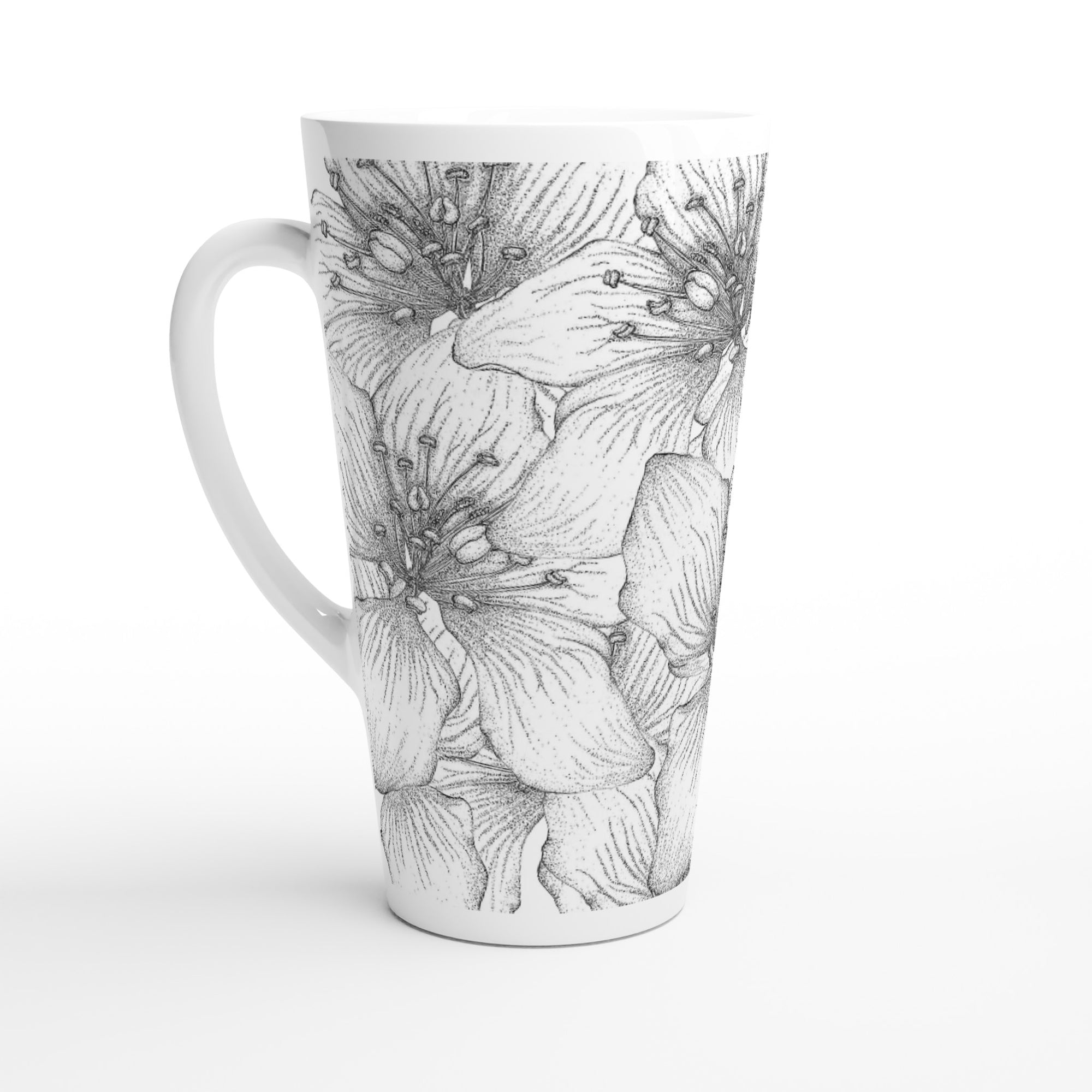 17oz ceramic latte mug apple blossom floral pattern 