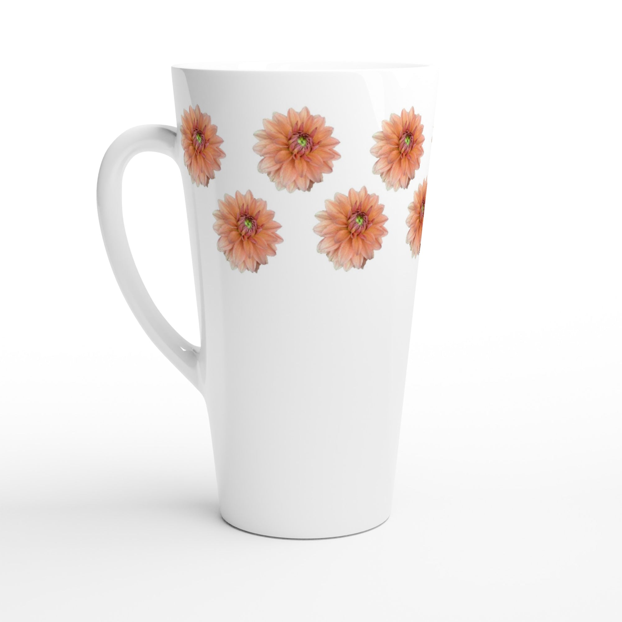 17oz ceramic latte mug pink dahlia floral pattern 