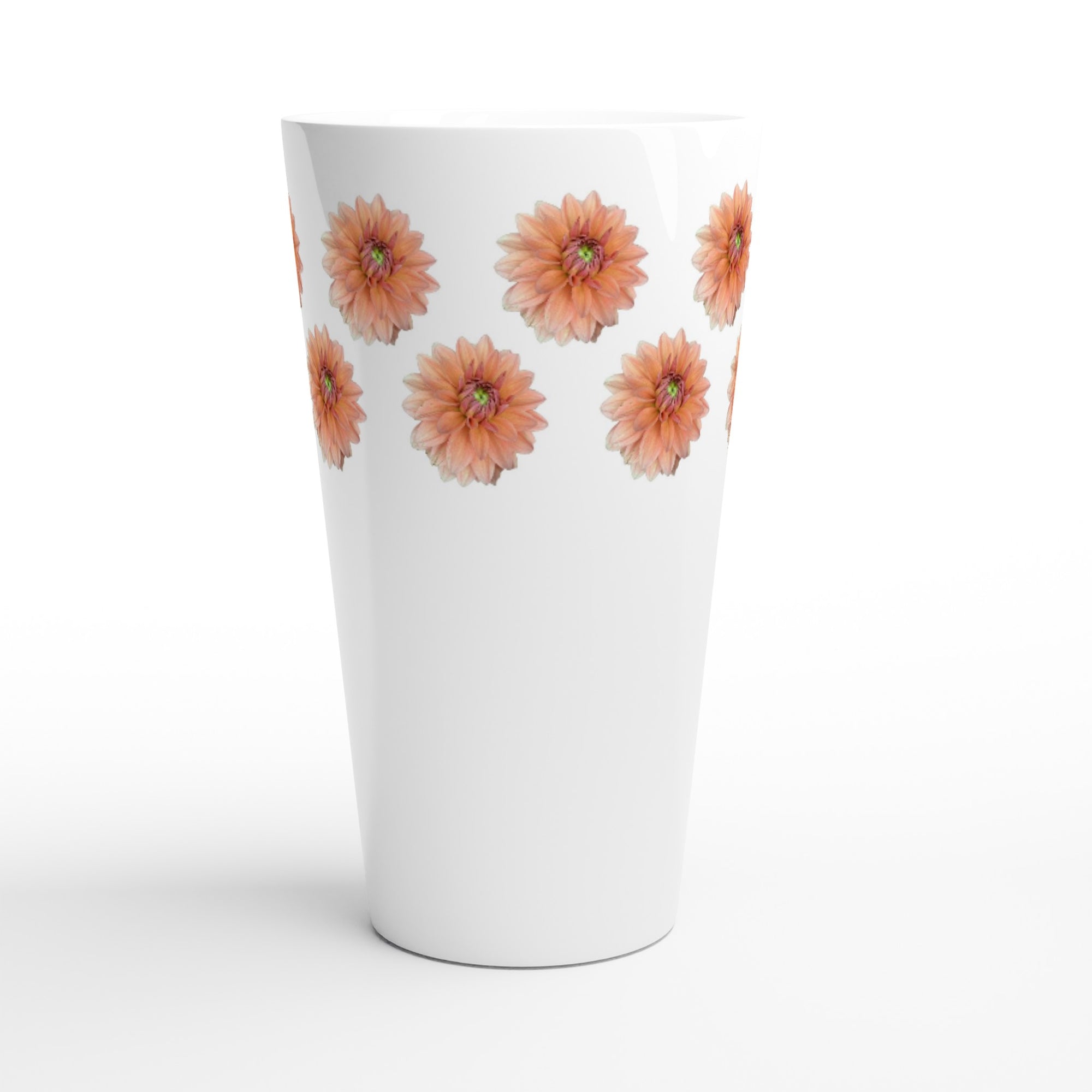 17oz ceramic latte mug pink dahlia floral pattern 