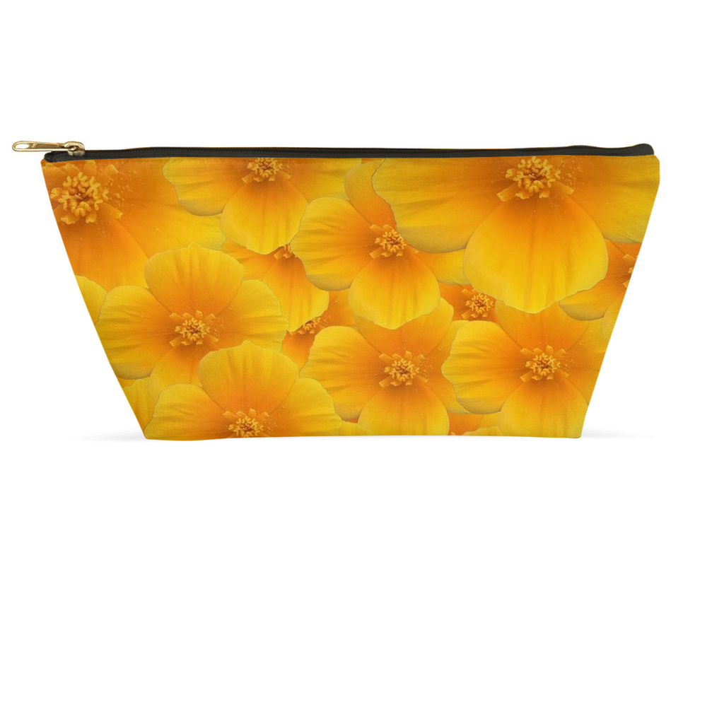 T bottom pouch orange field poppy floral pattern