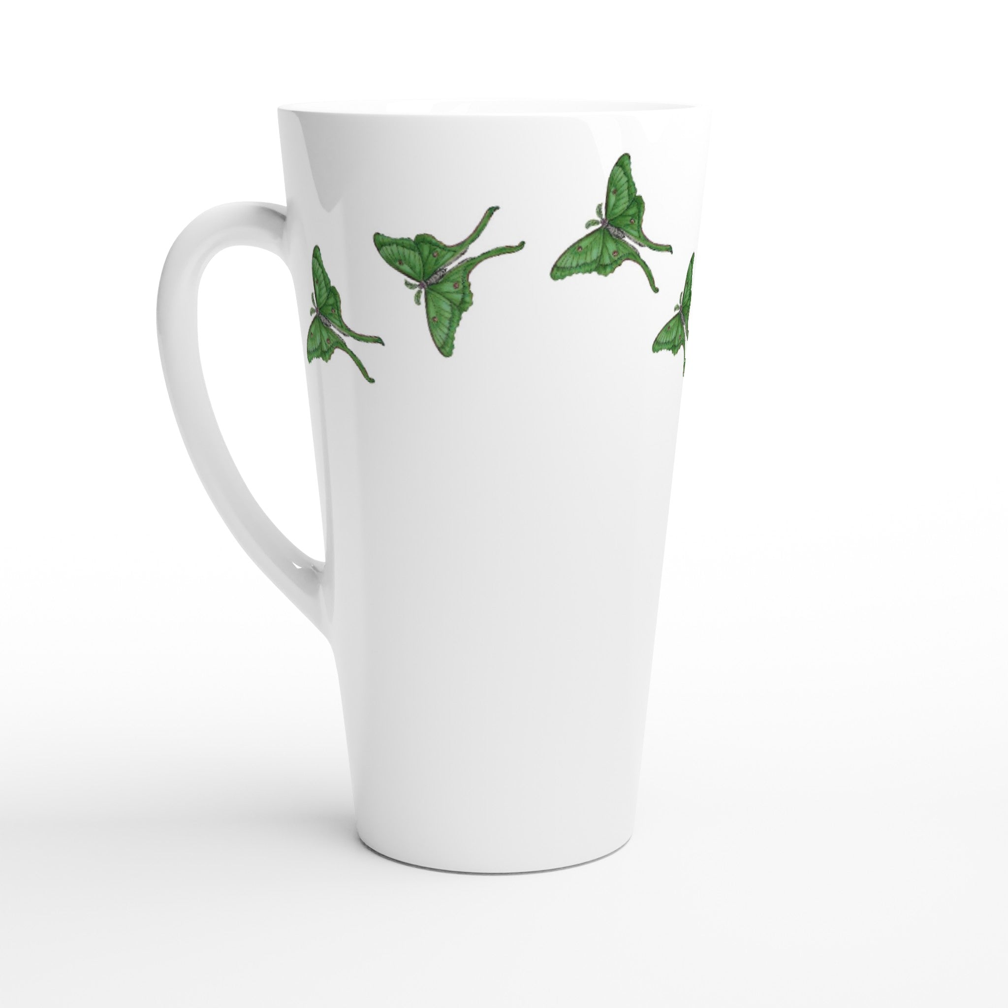 17oz ceramic latte mug luna moth pattern 