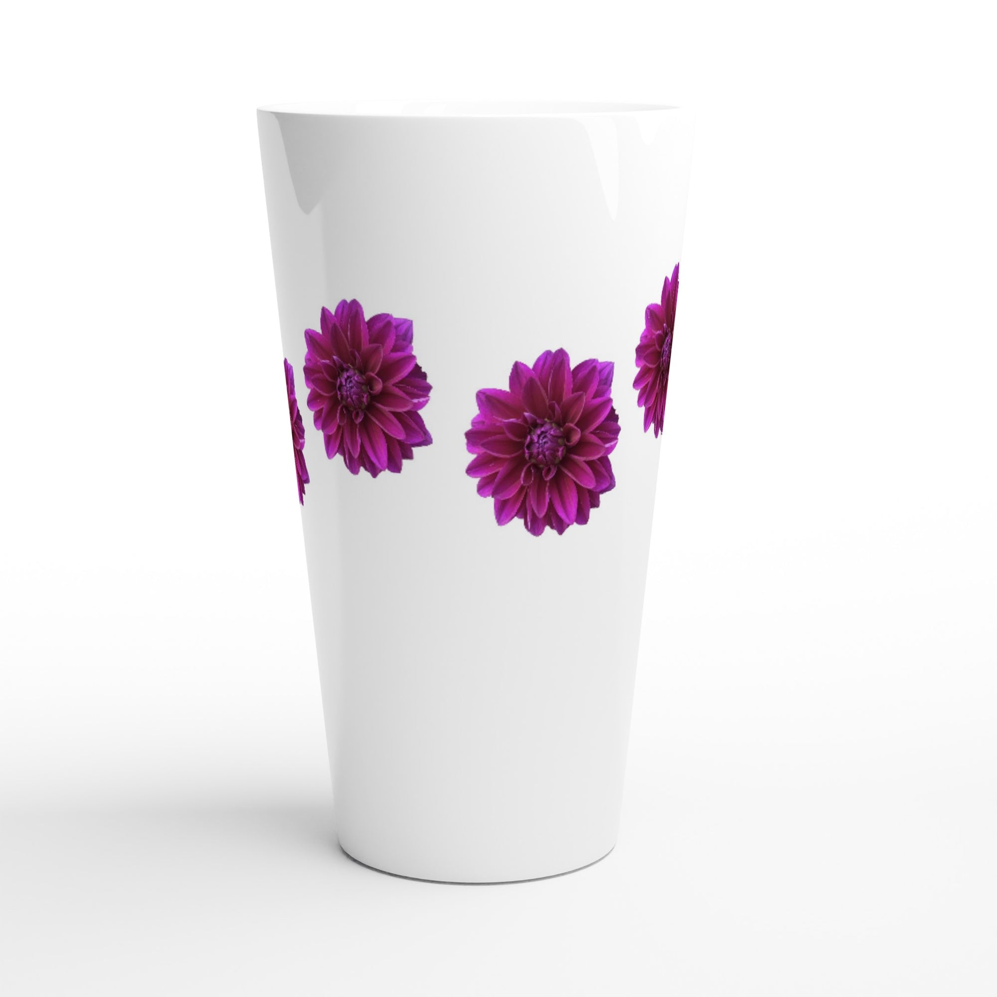 17oz ceramic latte mug purple dahlia floral pattern 