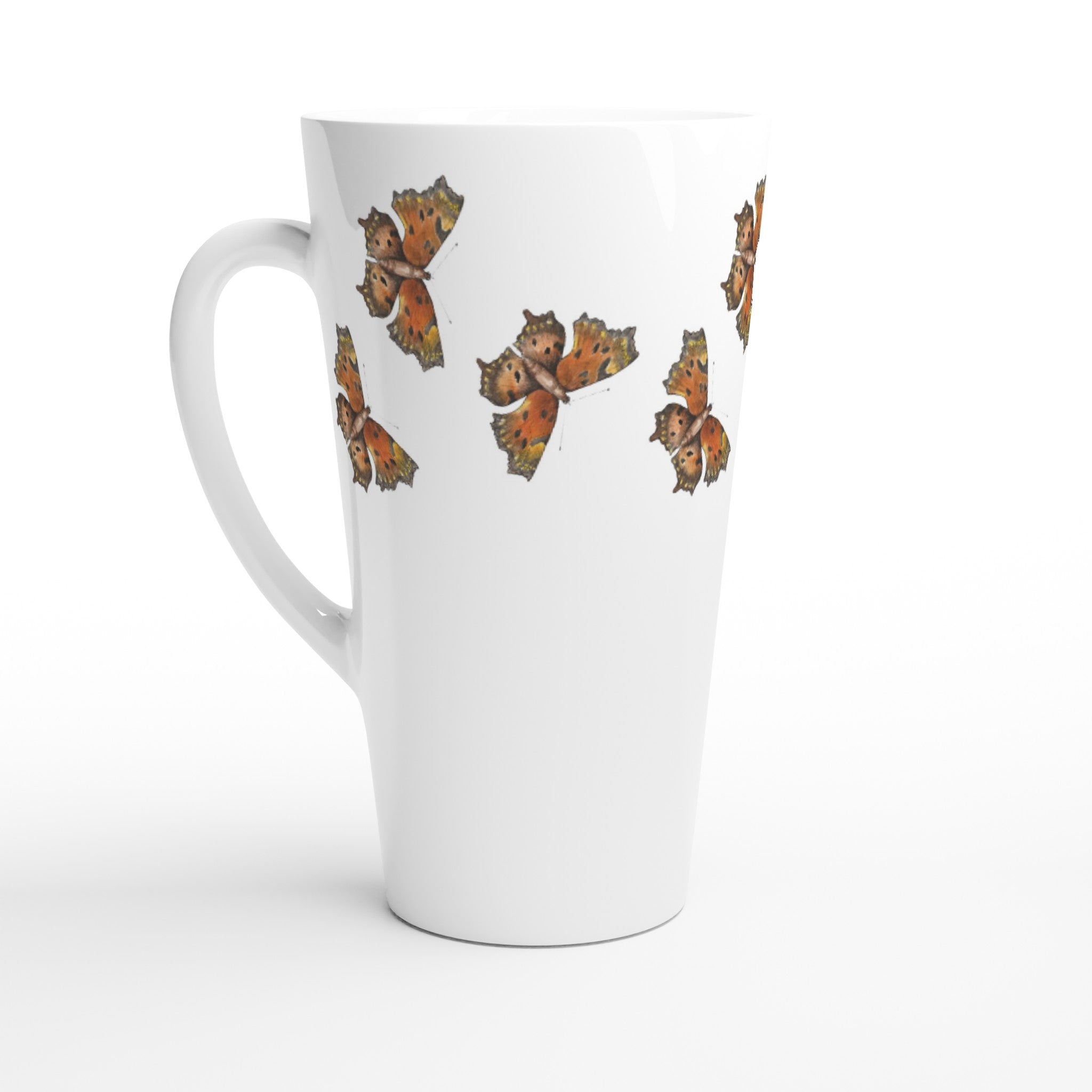 17oz ceramic latte mug wood green coma butterfly pattern 