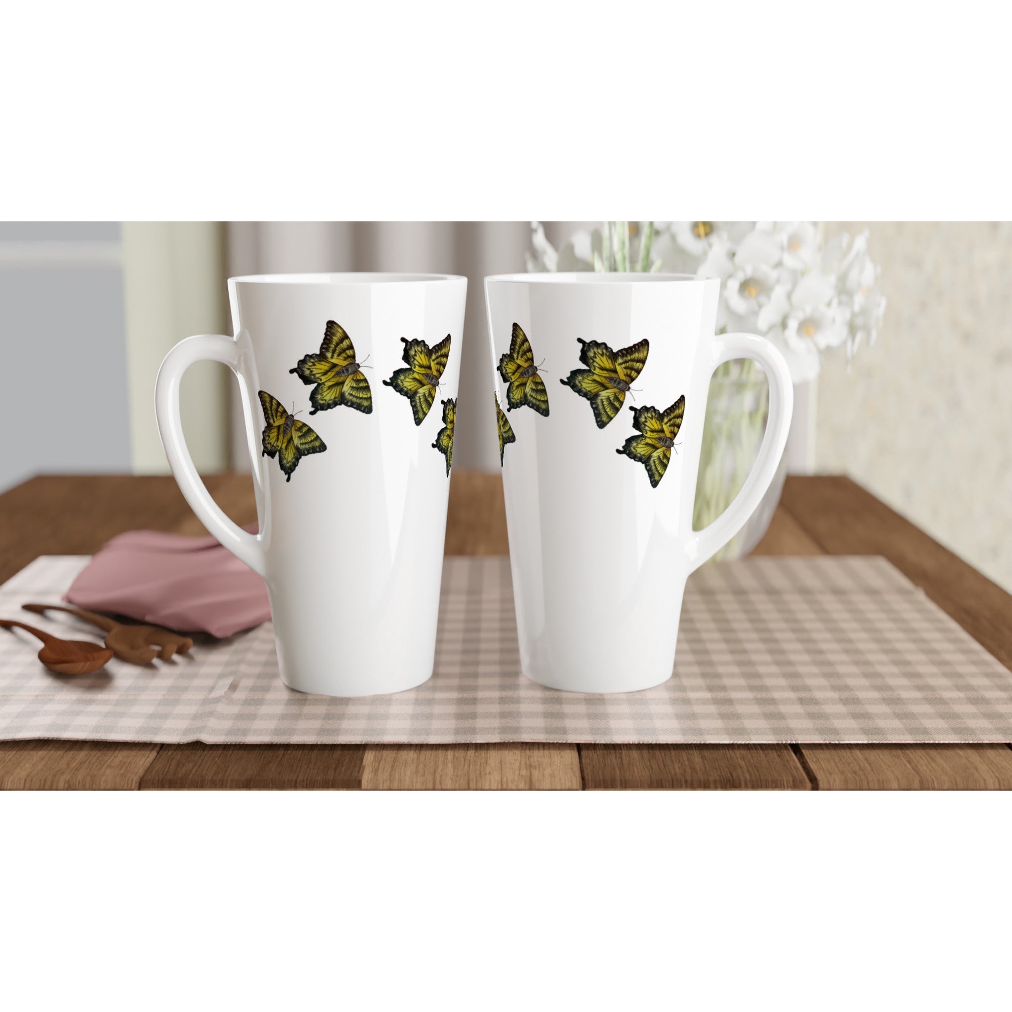 17oz ceramic latte mug giant tiger swallowtail butterfly pattern 