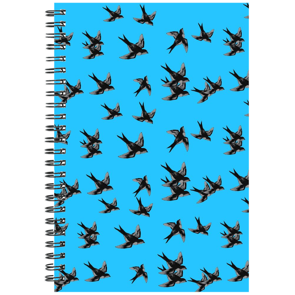 Spiral bound notebook  ruled or grid barn swallow pattern