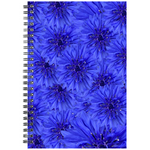 Spiral bound notebook ruled or grid blue cornflower pattern