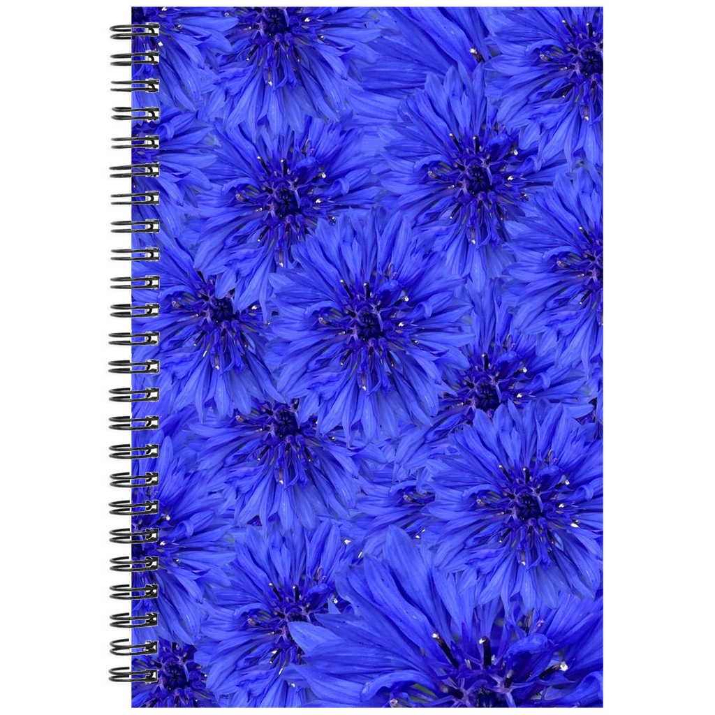 Spiral bound notebook ruled or grid blue cornflower pattern