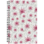 Spiral bound notebook grid or ruled pink and white cornflower pattern