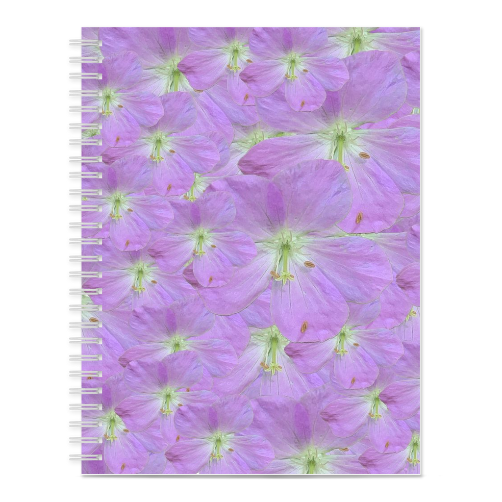 Blank spiral bound notebook wild geranium pattern 