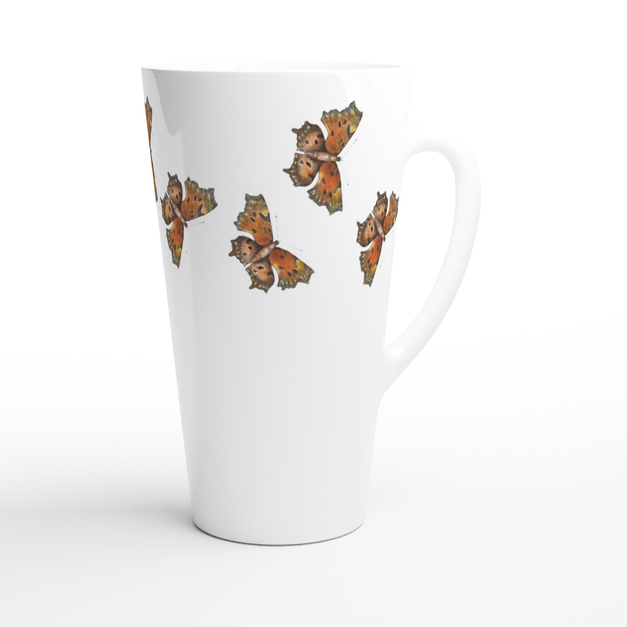 17oz ceramic latte mug wood green coma butterfly pattern 