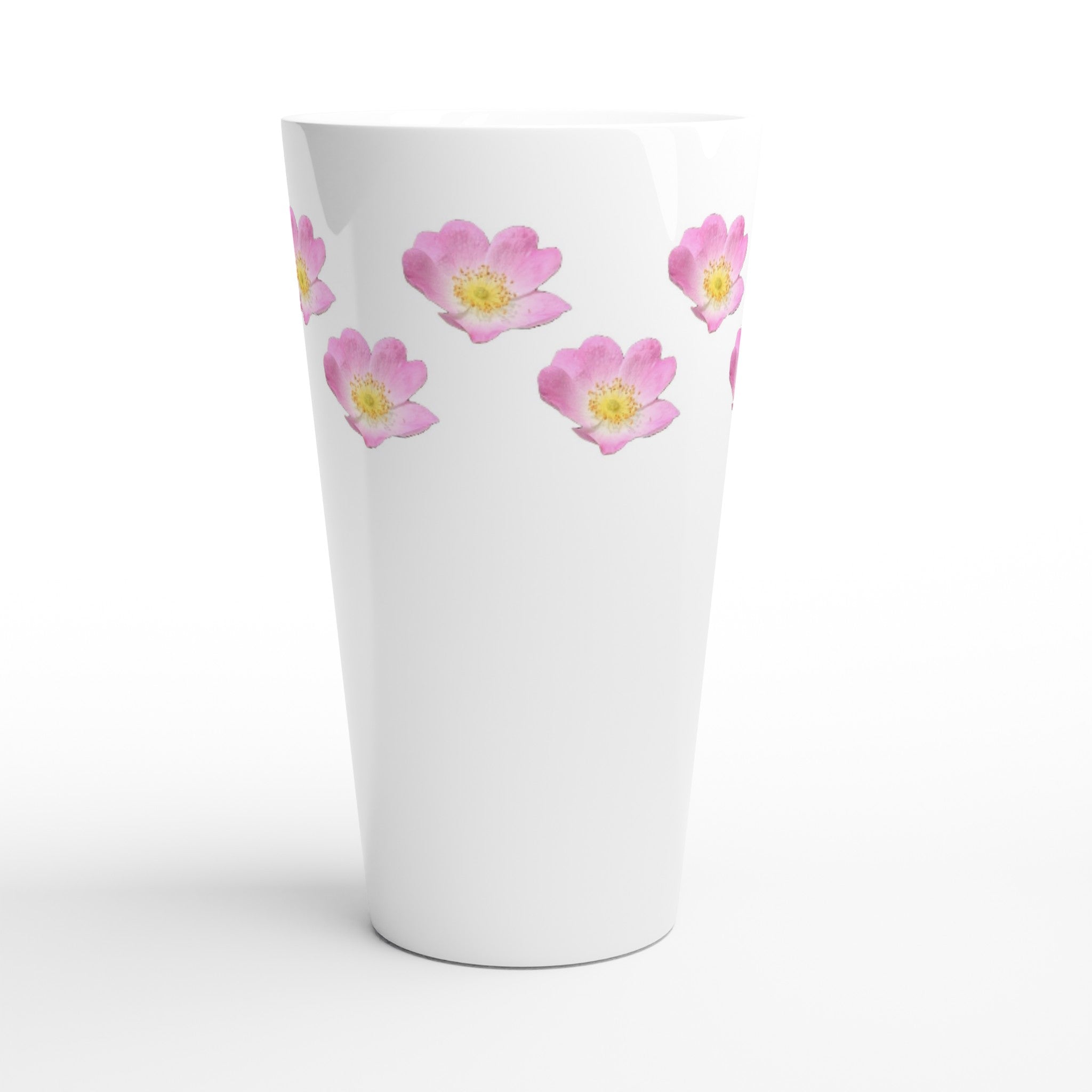 17oz ceramic latte mug wild rose floral pattern 