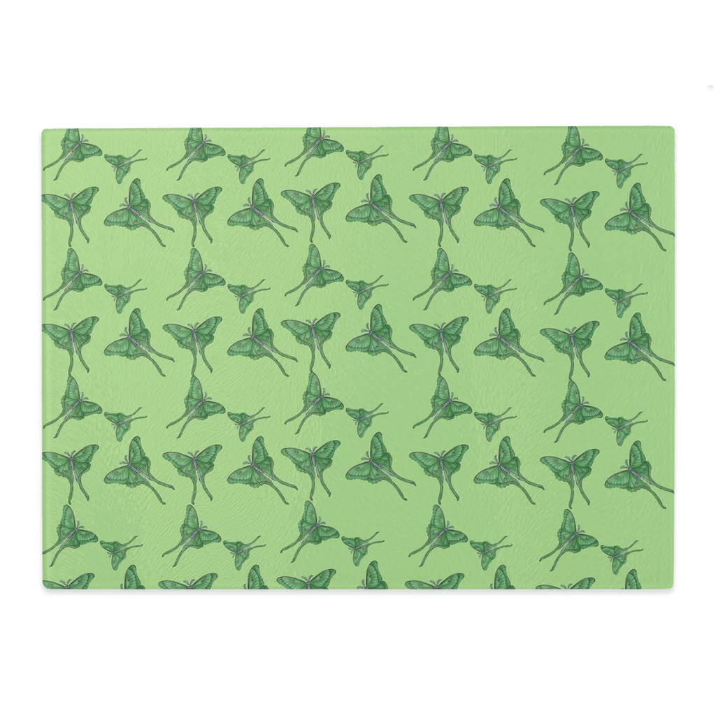 Glass Cutting Board (11x15) Luna Moth Pattern 1