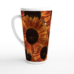 17oz ceramic latte mug red sunflower floral pattern 