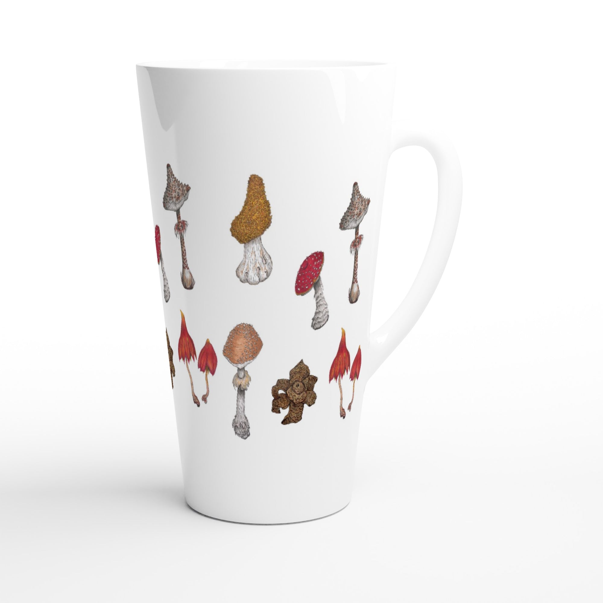 17oz ceramic latte mug fungi mushroom pattern 