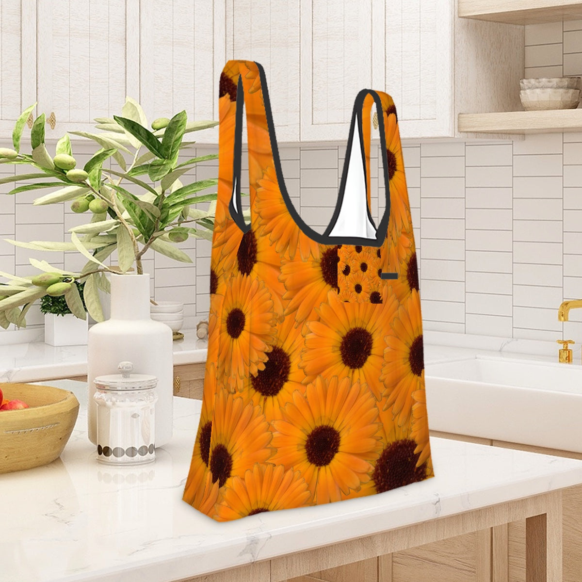 Folding shopping bag (Polyester with storage pouch) Calendula 1