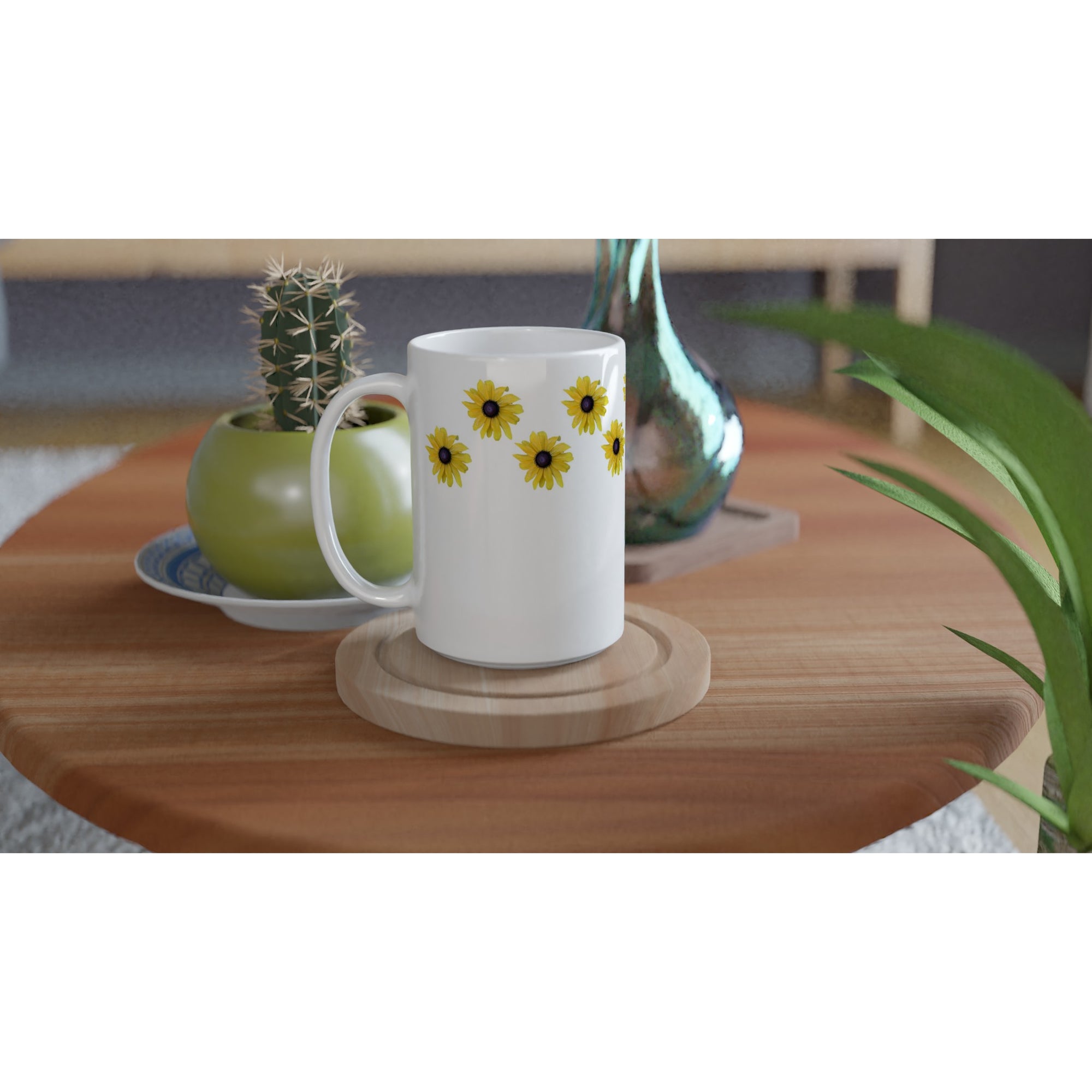 Ceramic Mug (15oz) rudbeckia floral pattern