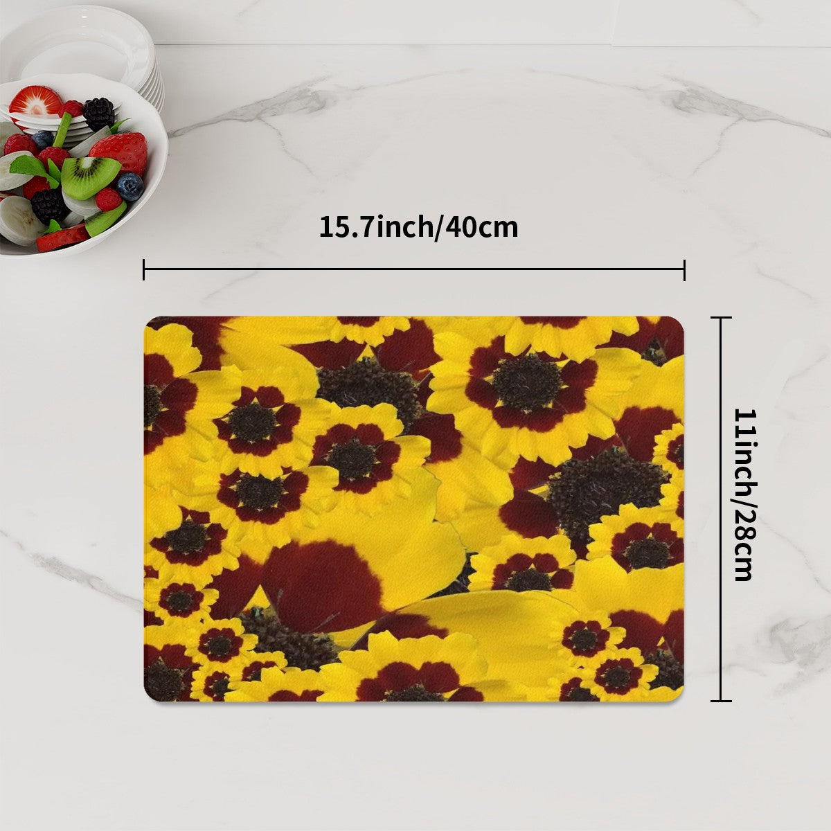 Glass cutting board (11x15.7in) Golden tickseed floral pattern 