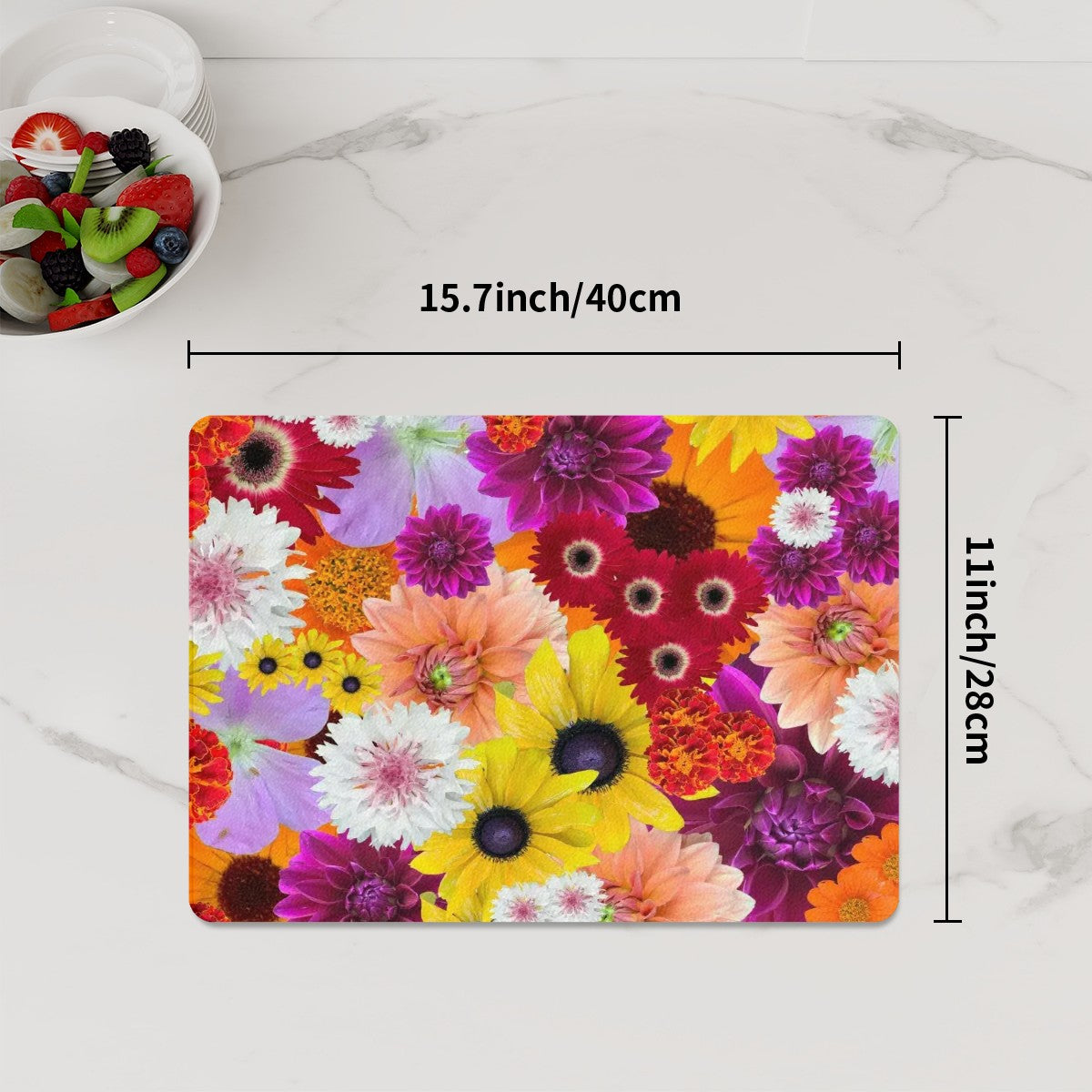 Glass cutting board (11x15.7 inch) flower fun 1