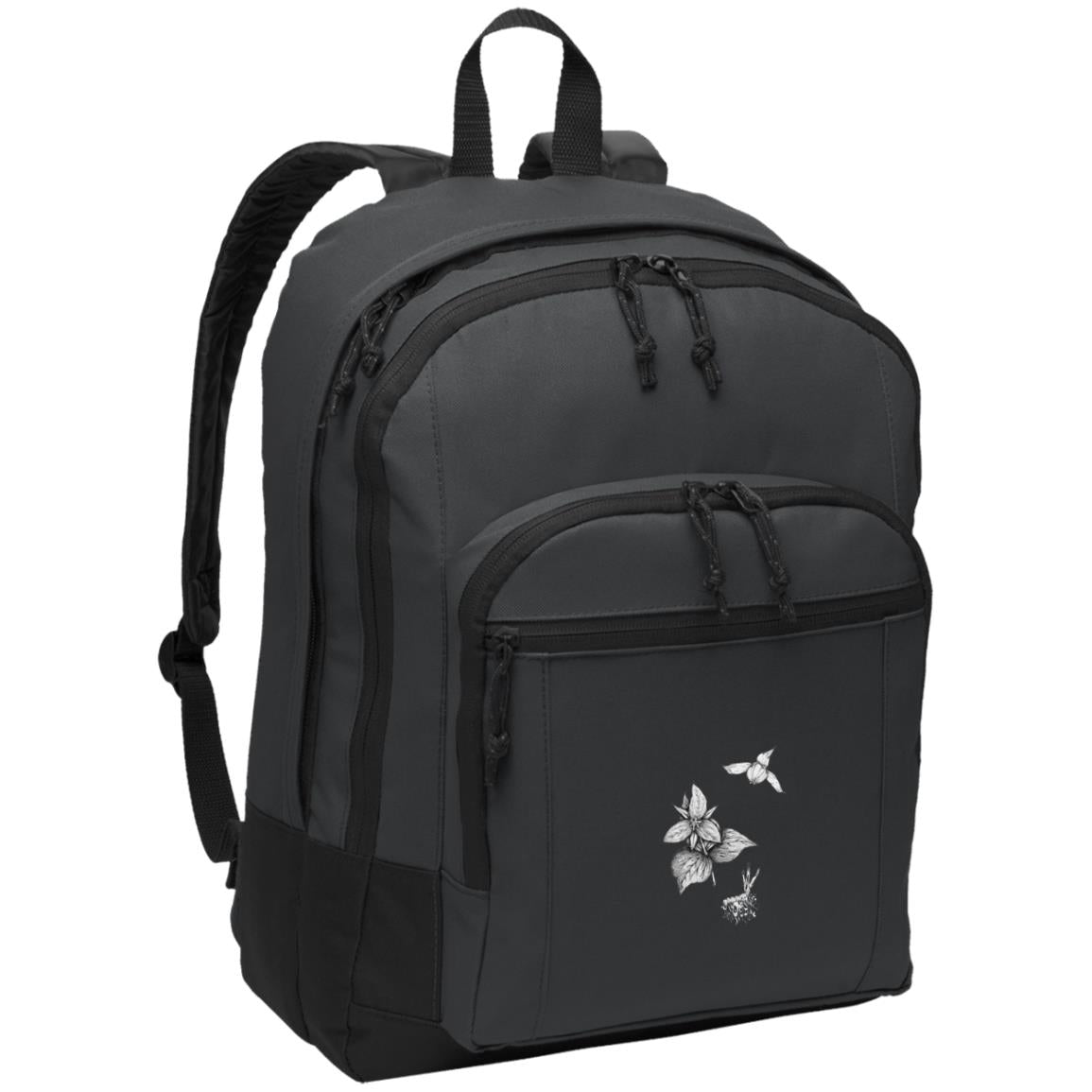 Grey daypack with red trillium image