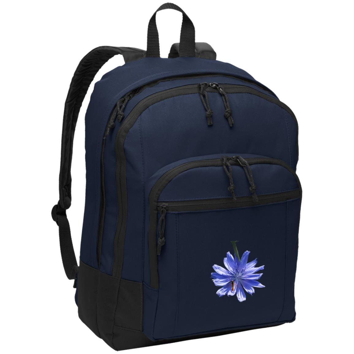 Navy poly canvas back pack blue chicory wildflower