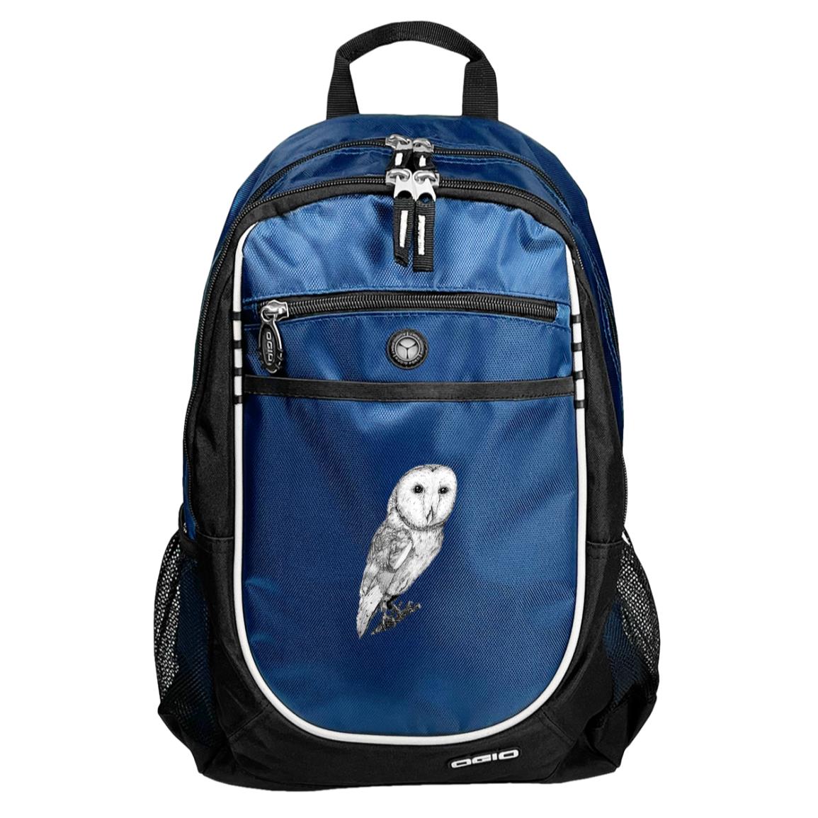 Blue sport backpack barn owl