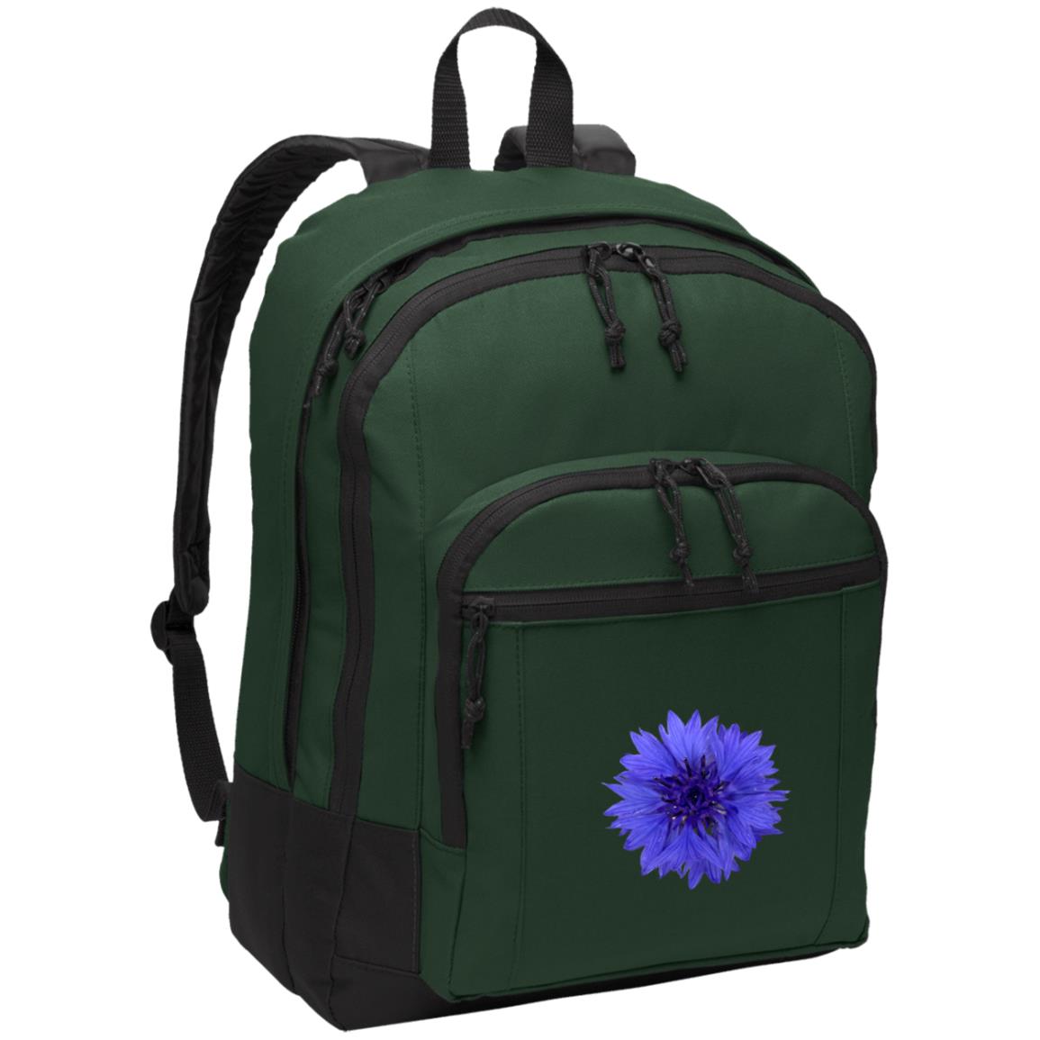 Green poly canvas back pack blue cornflower