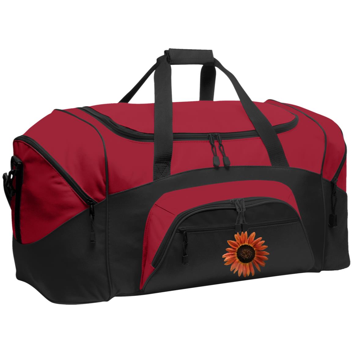 Duffel Bag (Large) Red Sunflower 1