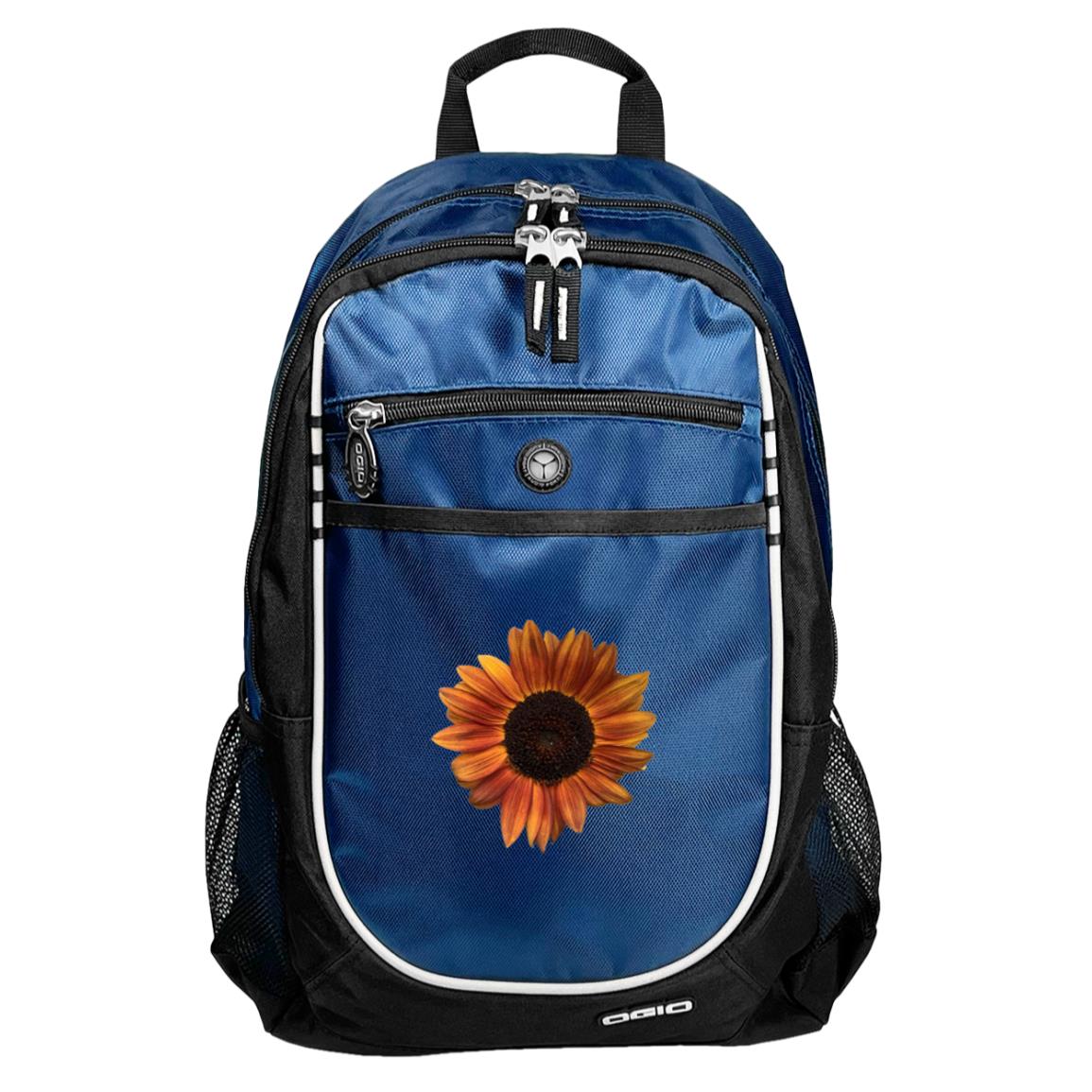 Blue sport backpack red sunflower