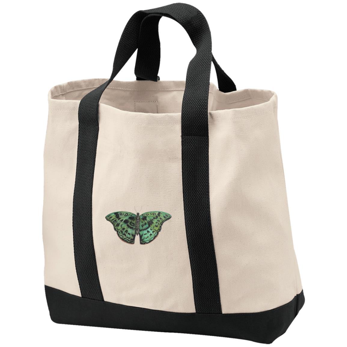 Cotton Canvas market tote green african butterfly