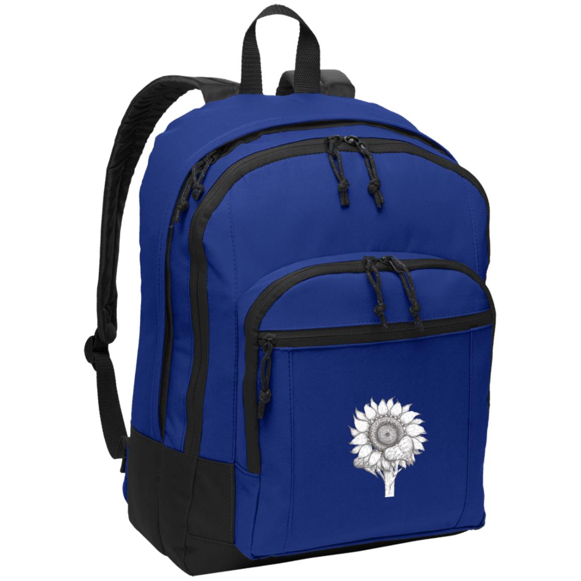 Blue day backpack with sunflower image