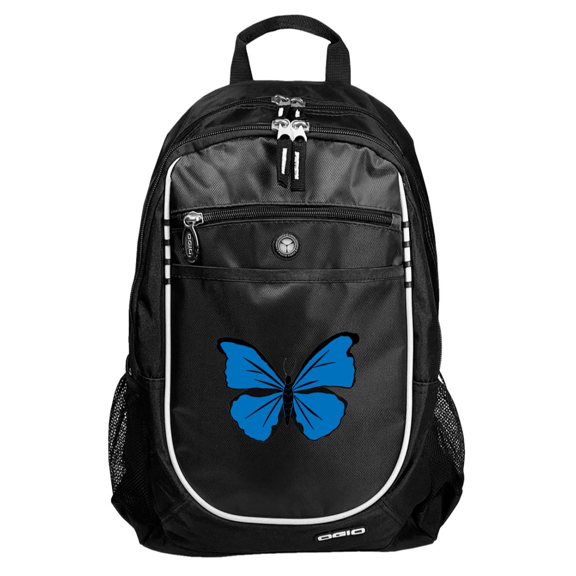 Black sport backpack Cramer’s Blue Morpho butterfly