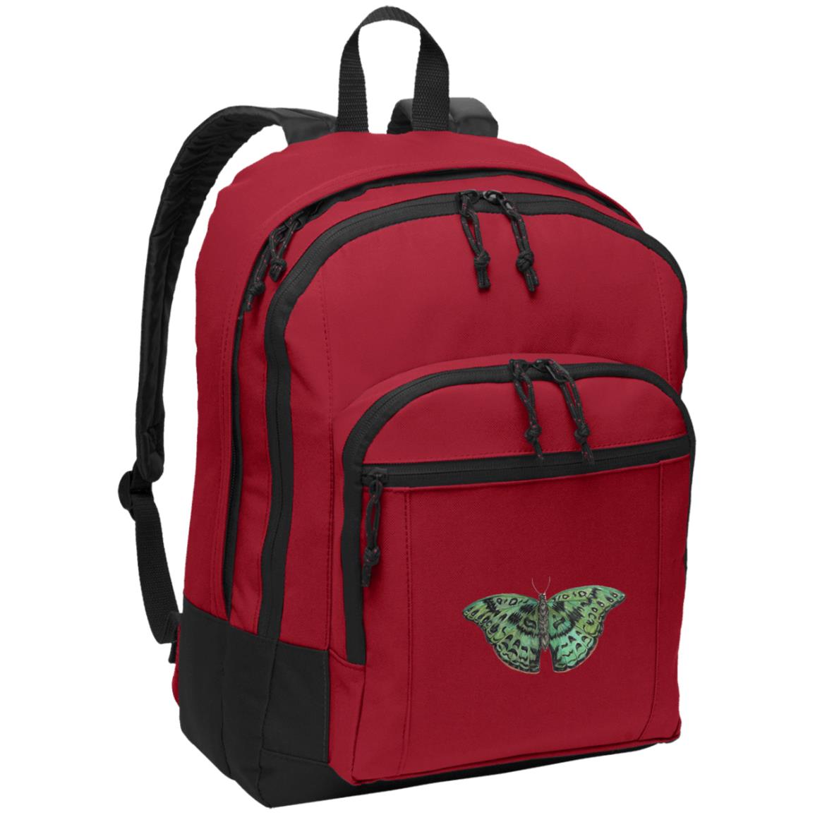 Poly canvas red backpack green african butterfly