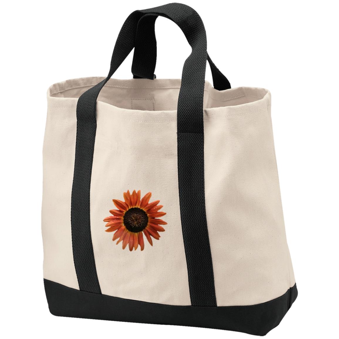 Cotton Canvas market tote red sunflower flower