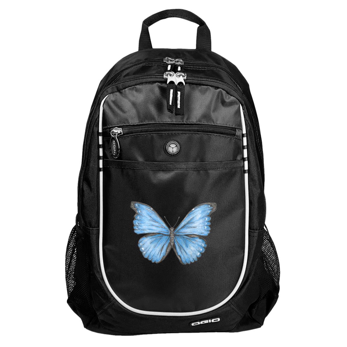 Black sport backpack cramer’s blue morpho butterfly