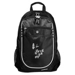 Black sport backpack columbine wildflower