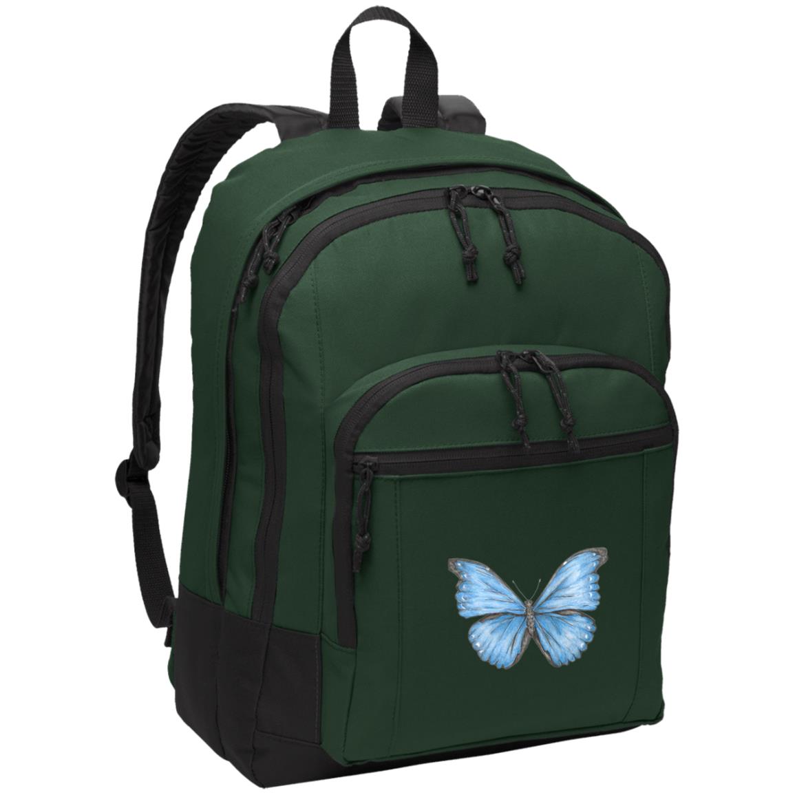 Green poly canvas back pack cramer’s blue morpho butterfly