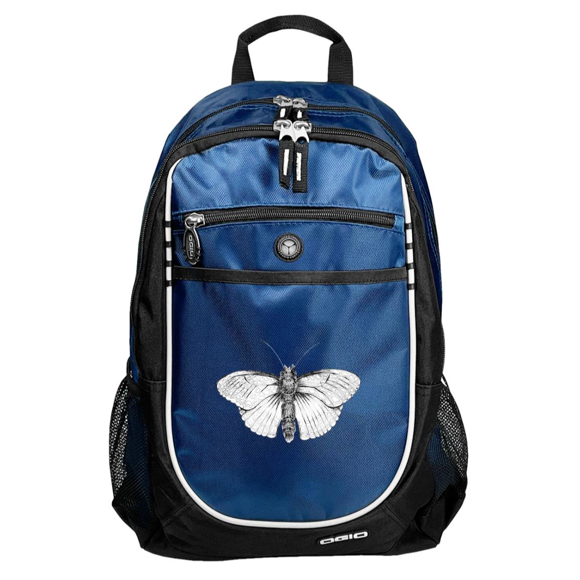 Blue sport backpack checkerspot butterfly