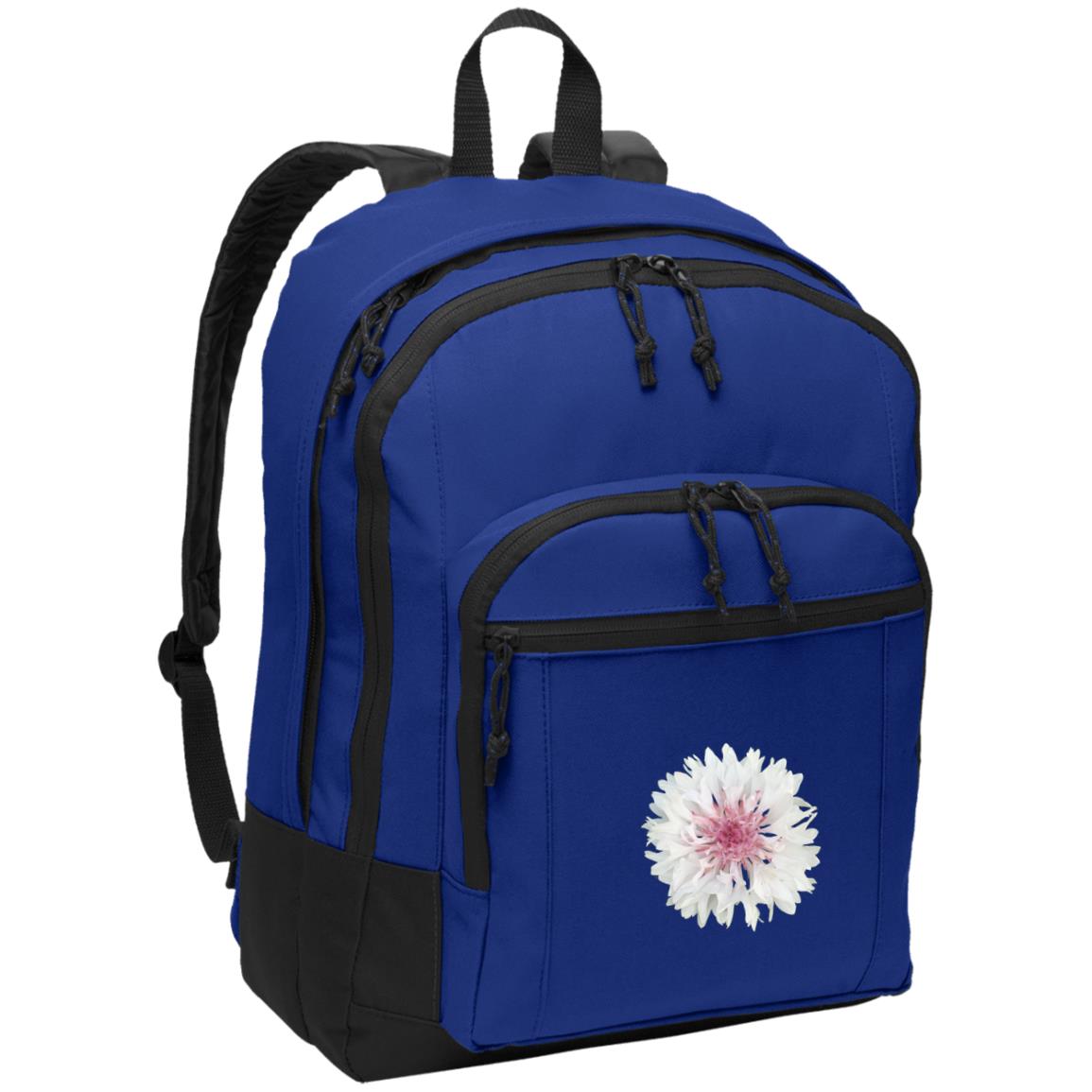 Blue poly canvas back pack pink cornflower