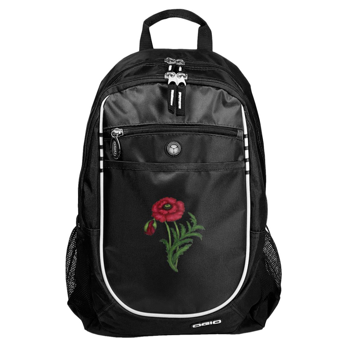 Black sport backpack red poppy