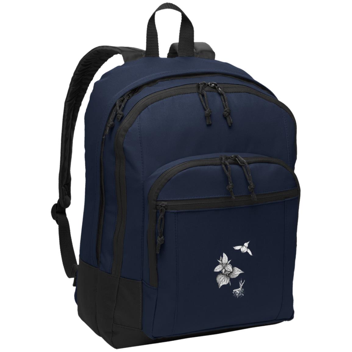 Navy daypack with red trillium image